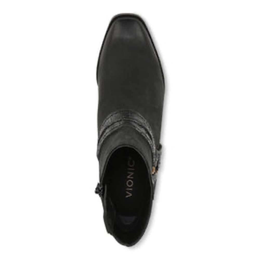 Vionic Black Leather Ankle Boot with Decorative Strap - Picture 6 of 14